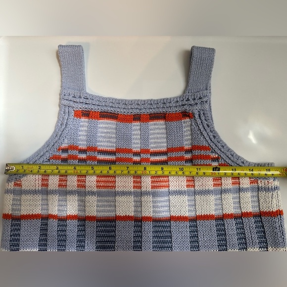 Banana Republic Blue Orange and White Plaid Apron Sweater Knit Tank Top - Picture 15 of 16
